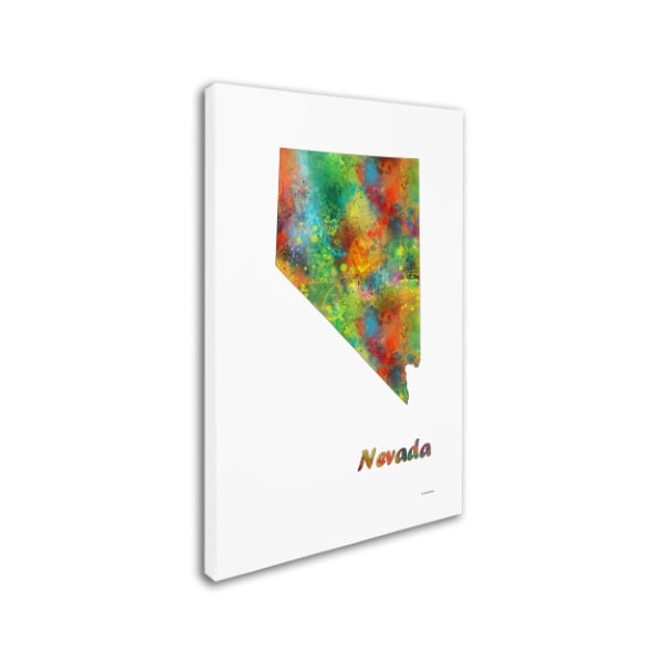 Marlene Watson 'Nevada State Map-1' Canvas Art,16x24